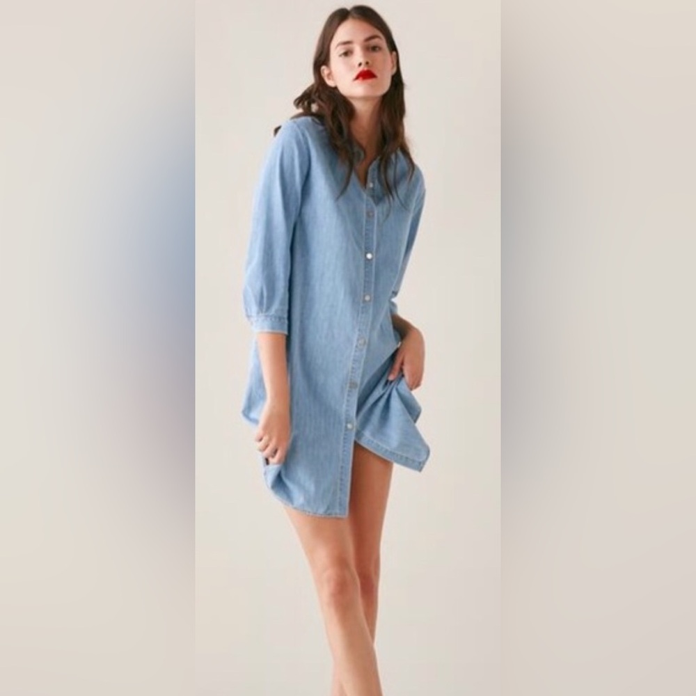 Zara Blue Long Sleeve Denim Dress